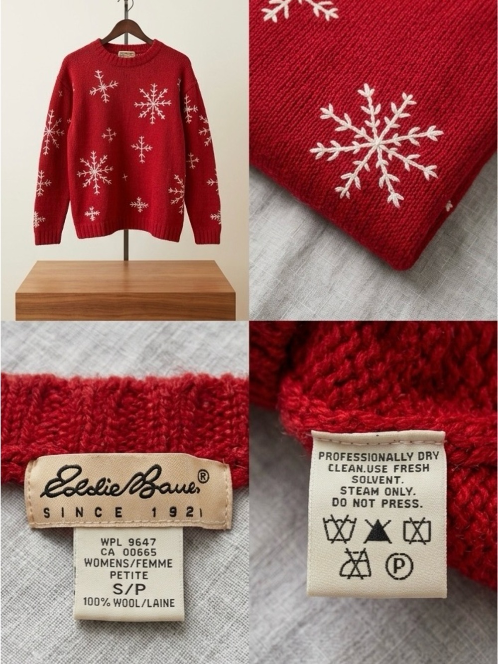 Vintage Eddie Bauer Red Snowflake Sweater in Small